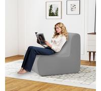 GOPLUS Pouf Salon, Canapé Compressé 1 Place avec Housse en Velours Doux, Mousse Confortable, Aucun Assemblage, Charge 200KG (84 x 82 x 69 cm,Gris)