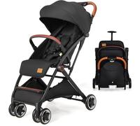 GOPLUS Poussette Bébé Pliable 0-3 Ans-Double Verrou/Pare-soleil Inclinable/Dossier Réglable/Sangle de Sécurité à 5 Points Noir