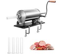 GOPLUS Poussoir à Saucisse, Machine à Saucisse Manuelle en Acier Inoxydable et Aluminium, avec Tubes de Renplissage Différents Diamètres, Opération Simple et Fixable sur Table (3,8L)