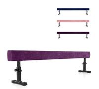 GOPLUS Poutre d'Équilibre Réglable 226 CM, Gymnastique Poutre 3 Hauteur Réglable Haute et Basse, Équipement d'Entraînement à Domicile avec Pied et Roue, pour Débutant & Professionnel (Violet)
