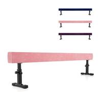 GOPLUS Poutre d'Équilibre Réglable 226 CM, Gymnastique Poutre 3 Hauteur Réglable Haute et Basse, Équipement d'Entraînement à Domicile avec Pied et Roue, pour Débutant & Professionnel (Rose)