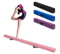 GOPLUS Poutre Gymnastique Pliable 210cm, Poutre Gymnastique avec Patins Antidérapants, Surface Suède, Entraînement de Gymnastique pour Enfants et Adultes, Gain d’Espace (Rose) (Rose, 210 Longueur)