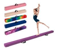 GOPLUS Poutre Gymnastique Pliable 270 CM, Poutre Gym avec Patins Antidérapants, Poignée de Transport, Charnière Métallique, Surface Suède, Barre Gymnastique pour Enfant et Adulte, Intérieur (Violet)