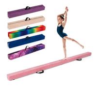 GOPLUS Poutre Gymnastique Pliable 270 CM, Poutre Gym avec Patins Antidérapants, Poignée de Transport, Charnière Métallique, Surface Suède, Barre Gymnastique pour Enfant et Adulte, Intérieur (Rose)