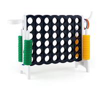 GOPLUS Puissance 4 Géant,Jeu de Société Puissance 4 avec 42 Anneaux et Curseurs pour Redémarrage Rapide, Jeu de Stratégie pour Enfants 84 x 33 x 79 cm, Blanc