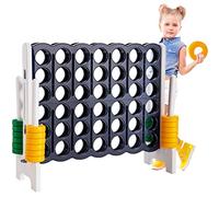 GOPLUS Puissance 4 Géant,Jeu de Société Puissance 4 avec 42 Anneaux et Curseurs pour Redémarrage Rapide, Jeu de Stratégie pour Enfants 120 x 42 x 104 cm, Noir+Blanc