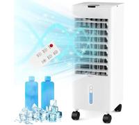 GOPLUS Rafraichisseur d’Air 3 en 1 avec Télécommande, Climatiseur Mobile sans Évacuation, Réservoir d’Eau 2,8L, Oscillation 60°, 3 Vietesses, 3 Modes, Purification, Minuterie 12H, Silencieux, Chambre