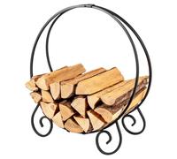 GOPLUS Range Buche Interieur en Métal, Porte Buche Interieur avec Structure Ronde 59 X 27 X 64 CM et Base Stable, Rangement Bois Charge 270 KG, Range Bois pour Cheminée