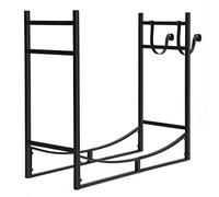 GOPLUS Range Bûches Cheminée, Porte Buches de Bois de Chauffage Intérieur Extérieur avec Support Amovible Pour Bois d'Allumage Charge 50 kg 84 x 33 x 76 cm