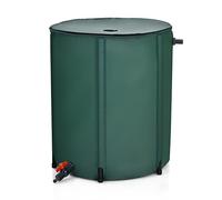 GOPLUS Réservoir d’Eau Domestique avec Filtre et Robinet, Récupérateur d’Eau Pluviale avec Conception Pliable Multifonctionnel en PVC pour Arrosage des Plantes, 200L, Vert (60 x 72 cm (Φ x H))