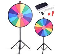 GOPLUS Roue de la Fortune 24 Pouces sur Pied, Prize Wheel 14 Grilles, Hauteur Réglable, avec Stylo Effaçable, Gomme et Pointeur, Trépied Stable et Antidérapant, pour Fêtes, Loterie et Activités
