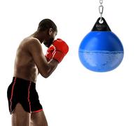 GOPLUS Sac de Frappe d'eau de 45,5cm, Sac Lourd d'eau 50kg Rempli d'Injecteur d'eau et Accessoires de Suspension pour Maison,Bureau,pour Enfants,Adolescents et Adultes (Noir) (Bleu)