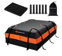 GOPLUS Sac de Toit de Voiture de 21 Pieds Cubes, Sac de Transport Étanche sur Le Toit avec 10 Sangles Renforcées, 6 Crochets de Porte, Tapis Antidérapant et Sac de Rangement, pour Tous Les véhicules