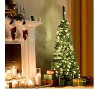 GOPLUS Sapin de Noël 135CM Lumineux-226 Branches Touffues+150 LED-Aiguilles en PVC-Ouverture Parapluie & Automatique