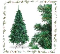 GOPLUS Sapin de Noël Artificiel 150cm Vert Pied en Métal la Fête de Noël Maison Cour en PVC Support en Fer