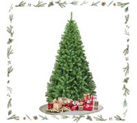 GOPLUS Sapin de Noël Artificiel 180CM, Pied Croisé en Fer 1000 Branches en PVC,Arbre de Noël Système d’Ouverture de Parapluie, Vert