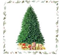 GOPLUS Sapin de Noël Artificiel 225 cm, 1900 Branches en PVC Ignifuge, Base en Métal, Ouverture Automatique, Vert