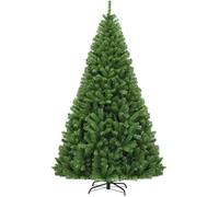 GOPLUS Sapin de Noël Artificiel 225CM, Pied Croisé en Fer 1346 Branches en PVC, Arbre de Noël Système d’Ouverture de Parapluie,