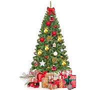 GOPLUS Sapin de Noel Artificiel 225cm, Sapin de Noël Réaliste Touffu en Forme d'Épicéa avec 1346 Branches, Montage Simple, pour Décoration Maison, Entreprise, Magasin