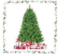 GOPLUS Sapin de Noël Artificiel, avec Base en Fer, Branches en PVC et Aiguilles de Pin, Ouverture Système Parapluie, Décoration de Noël, pour Suspendre Guirlande de Lumières et Etoile, Vert (180cm)