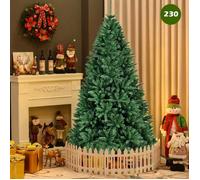 GOPLUS Sapin de Noël Artificiel avec Socle en Fer, Branches Touffues, Aiguilles en PVC,Ouvert Système Parapluie,230cm