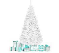 GOPLUS Sapin de Noël Artificiel Blanc 240cm avec Pied en Métal