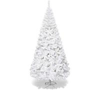 Goplus Sapin de Noël Artificiel de 1,5 m avec Pieds en métal Massif, Parfait pour la décoration de Vacances intérieure et extérieure, Blanc