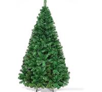 Goplus Sapin de Noël Artificiel de 1,5 m avec Pieds en métal Massif, Parfait pour la décoration de Vacances intérieure et extérieure, Blanc