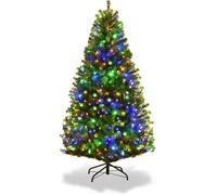 GOPLUS Sapin de Noël Artificiel Lumineux 150 CM,600 Branches avec LED Lumière 4 Couleurs et Blanche,11 Modes d’Éclairage