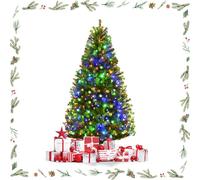 GOPLUS Sapin de Noël Artificiel Lumineux 150CM-600 Branches avec LED Lumière 4 Couleurs et Blanche,11 Modes d’Éclairage