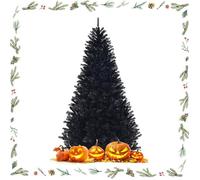 GOPLUS Sapin de Noël Artificiel Noir 230cm,1258 Branches en PVC Ignifuge,Arbre de Noël dans Maison,Entreprise,Centre Commercial