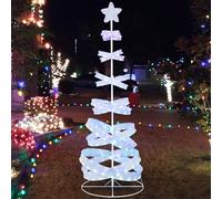 GOPLUS Sapin de Noël Lumineux 210CM Spirale pré-illuminé, Arbre Artificiel LED Blanc avec 341 lumières, 34 Modes d'Eclairage, Décoration de Noël en Intérieur et Extérieur