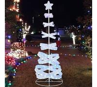 GOPLUS Sapin de Noël Lumineux 210CM Spirale pré-illuminé, Arbre Artificiel LED Blanc avec 341 lumières, 34 Modes d'Eclairage