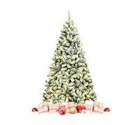 GOPLUS Sapin Noel Artificiel Lumineux à Charnière Floquée avec 250 Lumières LED & 928 Branches en PVC, Sapin de Noël Artificiel Décoré, Support en Fer(180CM)
