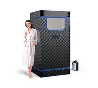 GOPLUS Sauna à Vapeur Pliable, Générateur de Vapeur 3 L, Sauna avec Chaise Pliable, Télécommande, Minuterie, Tente de Sauna pour 1 Personne, pour Spa à Domicile (Noir)