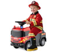 GOPLUS Scania Camion Pompier pour 1,5 Ans+, Porteur Enfant avec Klaxon, Musique, Rangement sous Siège, Phare LED Clignotant, Camion de Pompier pour Garçons & Filles, Charge 23 KG (Rouge)