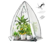 GOPLUS Serre de Jardin avec Film à Bulles 3 Couches, 160x140x180 CM, Mini Serre de Jardin pour Plante, Cadre Métallique, Toit Pointu, Fenêtre de Ventilation, Tente d’Hivernage pour Exterieur