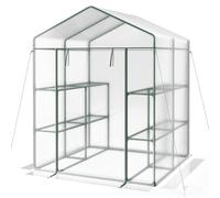 GOPLUS Serre Mini Portable, Serre de Jardinage Extérieure avec 4 Niveaux, 8 Étagères, Porte à roulettes avec Fermeture éclair, Film Imperméable, Serre pour Plantes en Pot, Fruits, Légumes