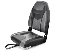 GOPLUS Siège de Bateau 1PC Siège de Pêche Pliable avec Coussin Rembourré Doux et Coutures Renforcées, Design Ergonomique Capacité 115KG pour Yacht Pêche(Noir, 44,5x51x61cm-1Pc)