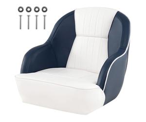 GOPLUS Siège de Bateau, Siège de Pilot avec Dossier, Chaise Pilotage Recouverte Cuir Artificiel et Rembourrée en Mousse, Design Ergonomique, pour Pêche, Yacht, Charge 150KG (Bleu,58x54,5x49 CM)