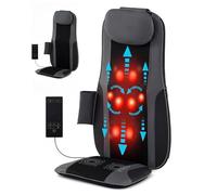GOPLUS Siege Massant Shiatsu avec Chaleur, Siège de Massage avec 4 Nœuds de Pétrissage et Vibration 3 Niveaux, Masseur Cervical et Dorsal, Pétrissage Profond&Vibrations, pour Maison&Bureau