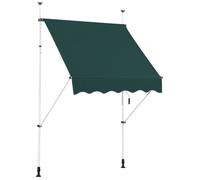 GOPLUS Store Banne Manuel Rétractable 1,5x1,2M en Aluminium-sans Perçage-Hauteur Réglable 2-3M-Auvent Banne de Balcon sur Pied,