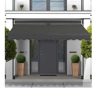 GOPLUS Store Banne Manuel Rétractable 3x1,2M en Aluminium-sans Perçage-Hauteur Réglable 2-3M-Auvent Banne de Balcon sur Pied,Gris