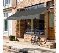 GOPLUS Store Banne Manuel Rétractable 4x1,2M en Aluminium-sans Perçage-Hauteur Réglable 2-3M-Auvent Banne de Balcon sur Pied,Gris