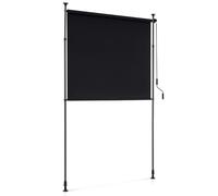 GOPLUS Store Banne sans Percage, Store Vertical Exterieur Retractable avec Manivelle, Hauteur Réglable, pour Balcon Jardin Terrasse, Noir, 150X220-310 cm (1,5m)