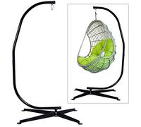 GOPLUS Support de Hamac Charge Maximale 150KG en Acier Robuste | Support Chaise Suspendue, Crochet Fonction Polyvalente, 111x84x207 CM en Forme C Noir Décoration pour Jardin, Balcon, Maison