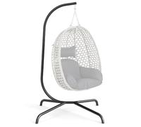 GOPLUS Support Hamac Exterieur en Métal Robuste, Pied de Fauteuil Suspendu en Forme C avec Crochets à Ressort, Support Chaise Hamac Intérieur et Extérieur, Charge 180 KG pour Jardin/Balcon/Maison