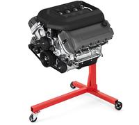 GOPLUS Support Moteur Atelier Levage, Charge 340kg avec Roues, Tête Rotative à 360° et Bras Réglables, Support Moteur en Métal Robuste, pour Garage, Réparation Automobile, Rouge (Forme T)