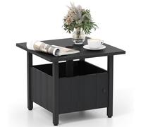 GOPLUS Table Basse Exterieure avec Trou de Parasol 4,8 CM, Petite Table Exterieure avec 2 Sacs de Sable, Pied Parasol pour Balcon, Bord de Piscine, Terrasse, Charge 80 KG, 55,5 x 55,5 x 48 CM, Noir