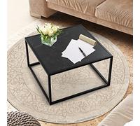 GOPLUS Table Basse Faux Marbre,Table Basse Salon Rectangulaire, Panneau de Particules,Moderne Simple Charge 45KG,70x70x40CM(Noir)